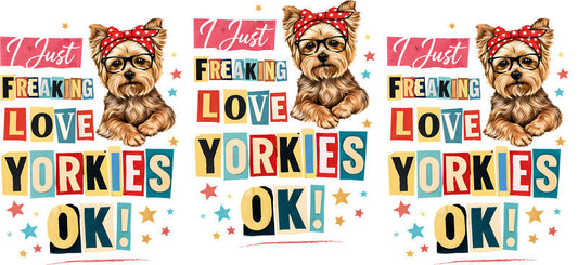 Floral Yorkshire Terrier Dog Love Yorkies Artwork UV DTF Cup Wrap for 16oz Libbey Glass KA-7745