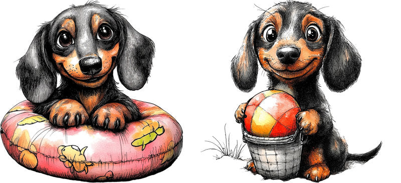 Dachshund Dog Summer Pool Party UV DTF Cup Wrap for 16oz Libbey Glass KA-7779