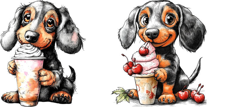 Dachshund Dog Strawberry Treat UV DTF Cup Wrap for 16oz Libbey Glass KA-7780