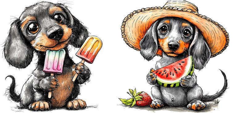 Dachshund Dog Watermelon Hat UV DTF Cup Wrap for 16oz Libbey Glass KA-7781