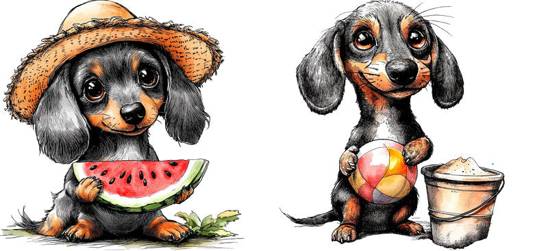 Dachshund Dog Summer Watermelon UV DTF Cup Wrap for 16oz Libbey Glass KA-7782