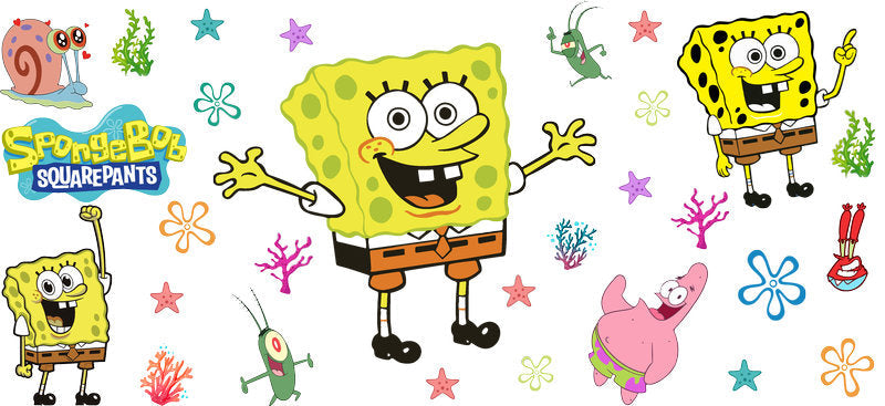 SpongeBob Friends cartoon UV DTF 16oz Libbey Glass Cup Wrap KA-7788