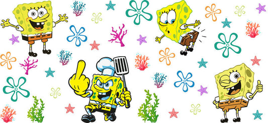 SpongeBob Chef Hat cartoon UV DTF 16oz Libbey Glass Cup Wrap KA-7798