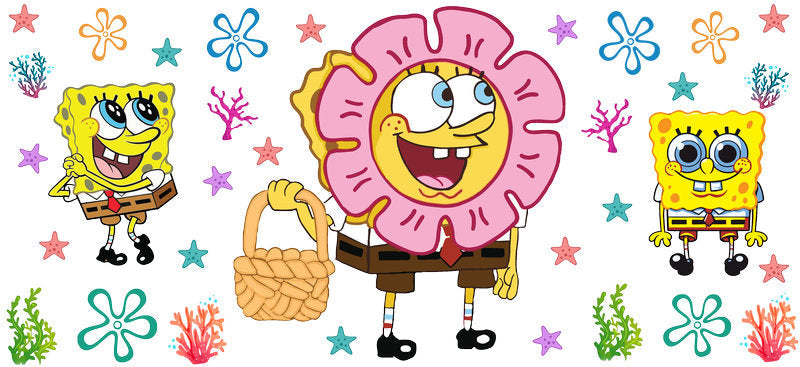 SpongeBob SquarePants Character cartoon UV DTF 16oz Libbey Glass Cup Wrap KA-7830