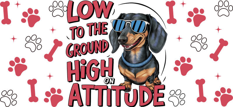 Rottweiler dog attitude UV DTF cup wrap for 16oz Libbey glass, bold dog lover transfer KA-7885