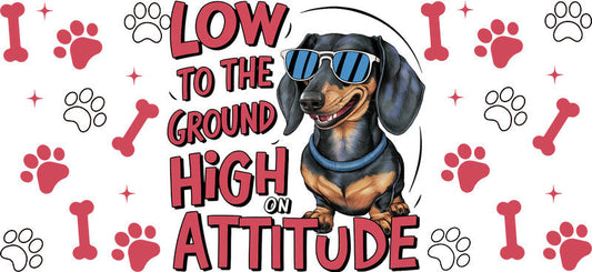Rottweiler dog attitude UV DTF cup wrap for 16oz Libbey glass, bold dog lover transfer KA-7885