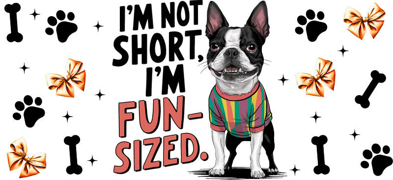 Boston Terrier dog fun size UV DTF cup wrap for 16oz Libbey glass, cute dog transfer KA-7891