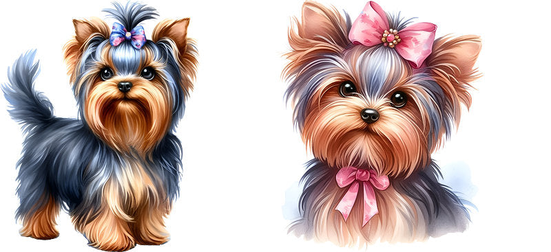 Yorkie dog pink bow UV DTF cup wrap for 16oz Libbey glass, girly dog lover transfer KA-7913
