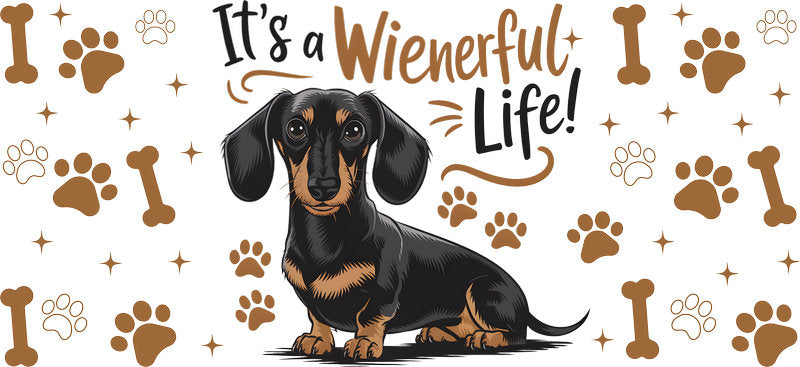 Dachshund dog Wienerful Life UV DTF cup wrap, funny weenie dog lover transfer KA-7936