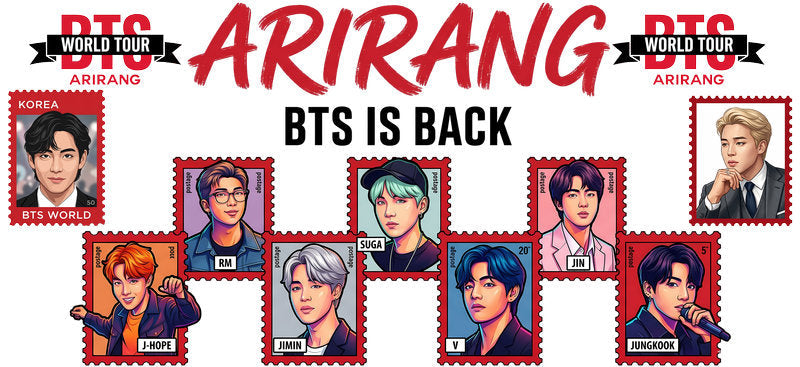 BTS Arirang photo UV DTF cup wrap for 16oz Libbey glass, K-pop fan drinkware transfer KA-7944