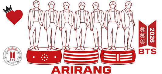 BTS Arirang love UV DTF cup wrap for 16oz Libbey glass, fan-inspired drinkware transfer KA-7946