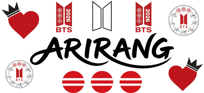 BTS Arirang lips UV DTF cup wrap for 16oz Libbey glass, K-pop fan cup transfer KA-7947
