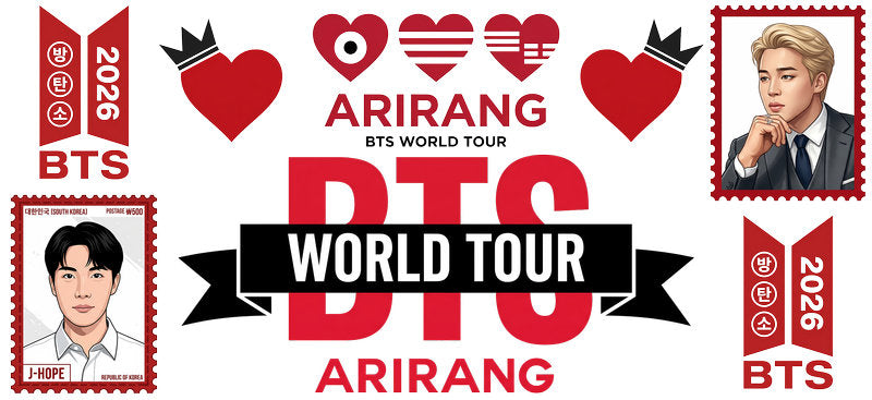 BTS Arirang heart UV DTF cup wrap for 16oz Libbey glass, K-pop fan gift transfer KA-7949
