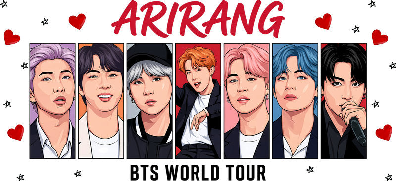 BTS World Tour members UV DTF cup wrap for 16oz Libbey glass, concert fan drinkware transfer KA-7960