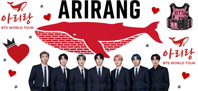 BTS Arirang members UV DTF cup wrap for 16oz Libbey glass, K-pop fan drinkware transfer KA-7963
