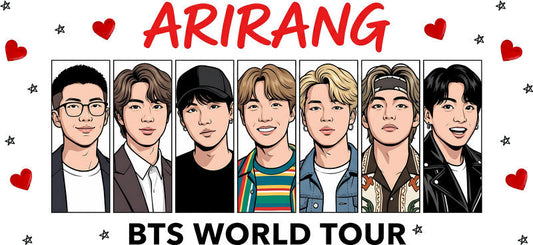 BTS World Tour Arirang UV DTF cup wrap for 16oz Libbey glass, K-pop concert transfer KA-7968