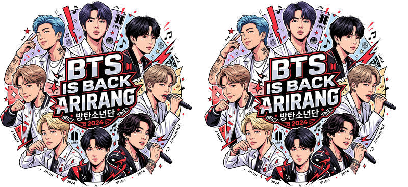 BTS Arirang round UV DTF cup wrap for 16oz Libbey glass, fan-inspired drinkware transfer KA-7973