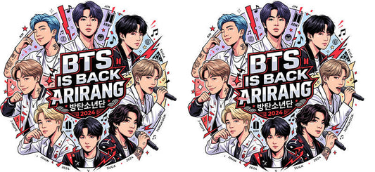 BTS Arirang round UV DTF cup wrap for 16oz Libbey glass, fan-inspired drinkware transfer KA-7973
