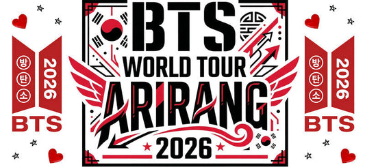 BTS World Tour 2026 UV DTF cup wrap for 16oz Libbey glass, K-pop concert drinkware transfer KA-7976