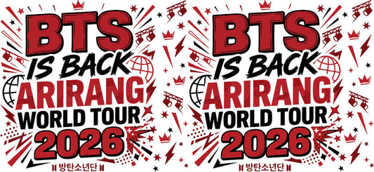 BTS Arirang World Tour 2026 UV DTF cup wrap for 16oz Libbey glass, music fan transfer KA-7981