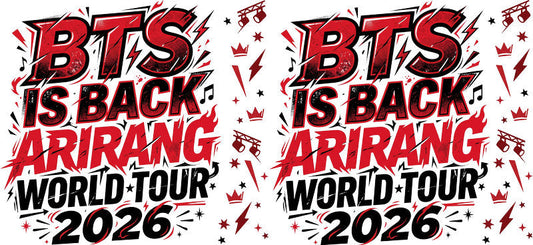BTS red World Tour 2026 UV DTF cup wrap for 16oz Libbey glass, K-pop concert cup transfer KA-7982