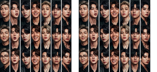 BTS member photo grid UV DTF cup wrap for 16oz Libbey glass, K-pop fan transfer KA-7985