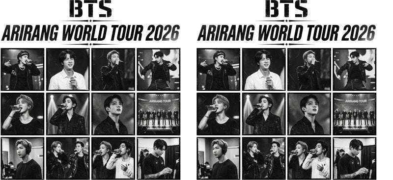 BTS black white tour UV DTF cup wrap for 16oz Libbey glass, K-pop music fan transfer KA-7989