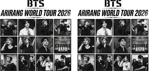BTS black white tour UV DTF cup wrap for 16oz Libbey glass, K-pop music fan transfer KA-7989