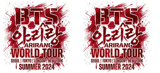 BTS World Tour 2026 red UV DTF cup wrap for 16oz Libbey glass, K-pop concert transfer KA-7992