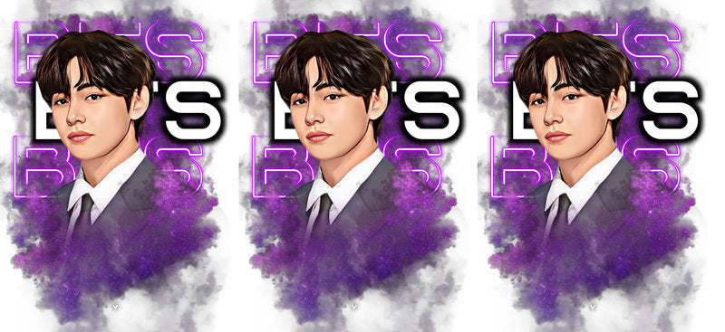 BTS purple Suga UV DTF cup wrap for 16oz Libbey glass, K-pop music fan drinkware transfer KA-7995
