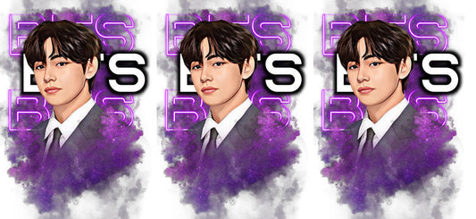 BTS purple Suga UV DTF cup wrap for 16oz Libbey glass, K-pop music fan drinkware transfer KA-7995