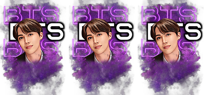 BTS purple portrait UV DTF cup wrap for 16oz Libbey glass, K-pop fan drinkware transfer KA-8001
