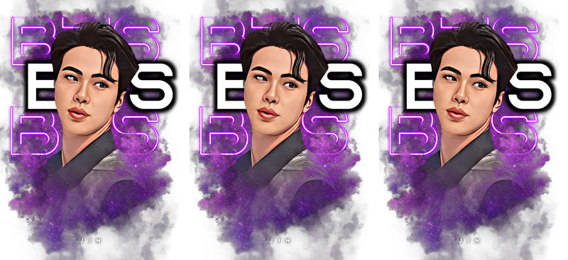 BTS purple member portrait UV DTF cup wrap for 16oz Libbey glass, music fan transfer KA-8004