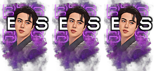 BTS purple member portrait UV DTF cup wrap for 16oz Libbey glass, music fan transfer KA-8004