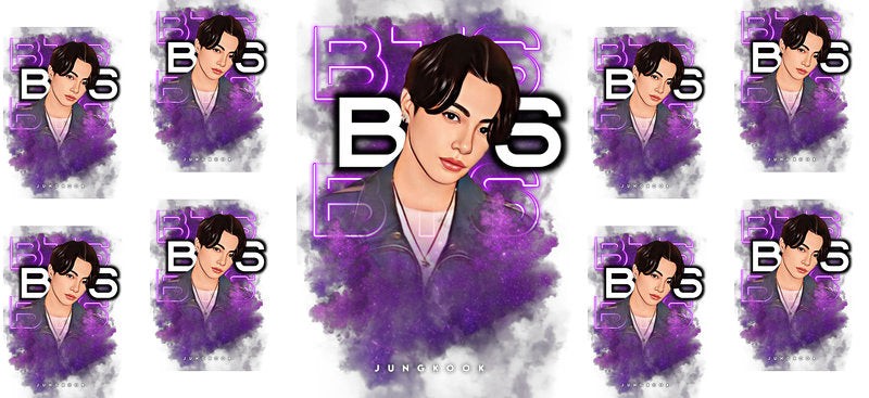 BTS purple B grid UV DTF cup wrap for 16oz Libbey glass, K-pop music fan transfer KA-8010