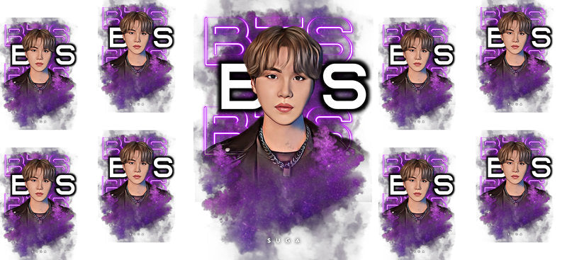 BTS purple S grid UV DTF cup wrap for 16oz Libbey glass, K-pop fan drinkware transfer KA-8011