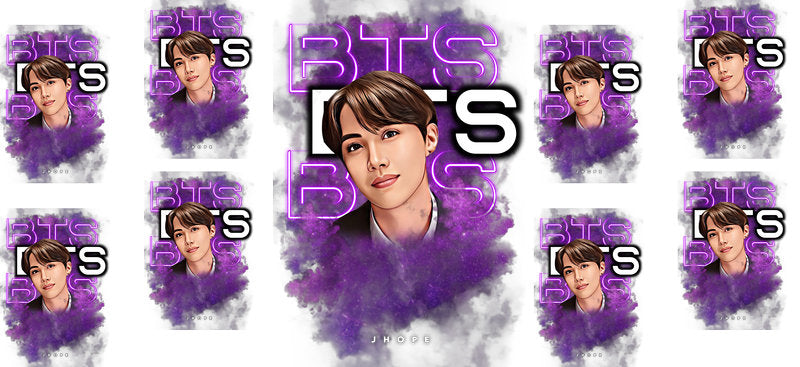BTS purple member grid UV DTF cup wrap for 16oz Libbey glass, music fan cup transfer KA-8012