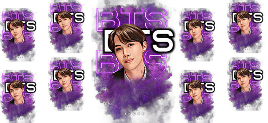 BTS purple member grid UV DTF cup wrap for 16oz Libbey glass, music fan cup transfer KA-8012