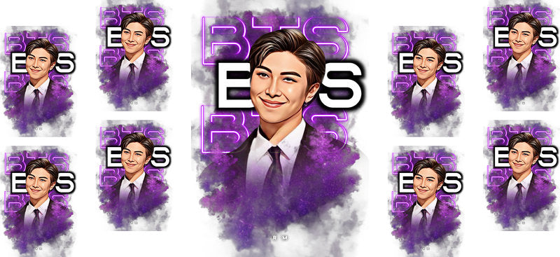 BTS purple E grid UV DTF cup wrap for 16oz Libbey glass, K-pop fan drinkware transfer KA-8013
