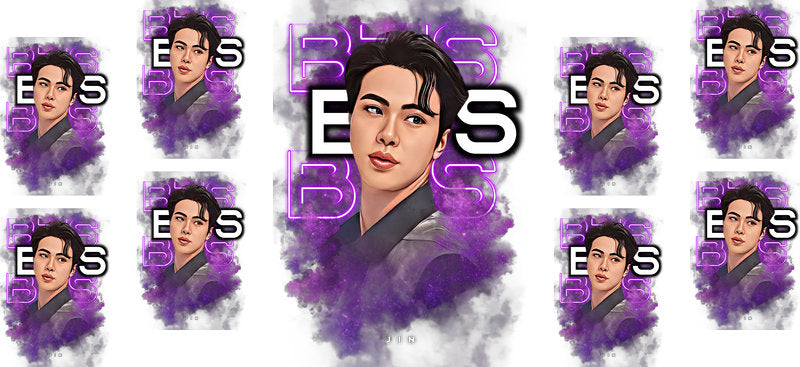 BTS purple E portrait UV DTF cup wrap for 16oz Libbey glass, K-pop music fan transfer KA-8014