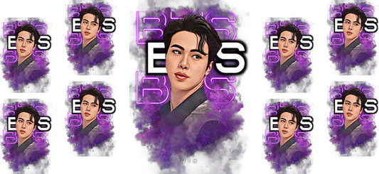 BTS purple E portrait UV DTF cup wrap for 16oz Libbey glass, K-pop music fan transfer KA-8014