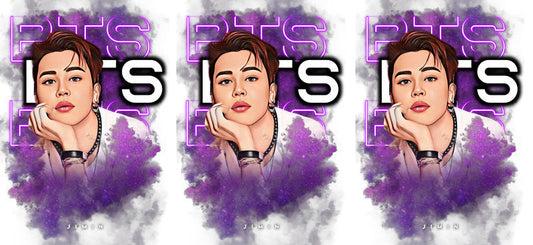 BTS purple singer UV DTF cup wrap for 16oz Libbey glass, K-pop fan drinkware transfer KA-8015