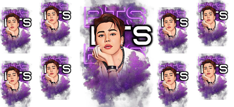 BTS purple vocalist UV DTF cup wrap for 16oz Libbey glass, K-pop fan cup transfer KA-8017