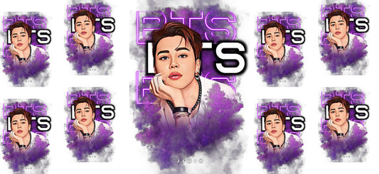 BTS purple vocalist UV DTF cup wrap for 16oz Libbey glass, K-pop fan cup transfer KA-8017