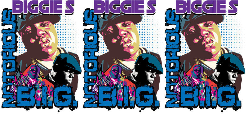 Biggie blue UV DTF cup wrap for 16oz Libbey glass, hip hop rap fan drinkware transfer KA-8025