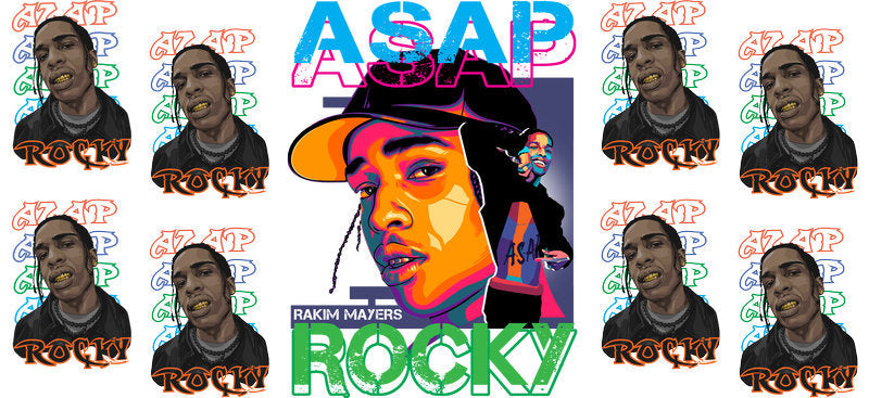 ASAP Rocky UV DTF cup wrap for 16oz Libbey glass, rapper hip hop music fan transfer KA-8026