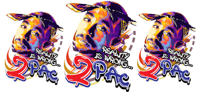 Tupac colorful art UV DTF cup wrap for 16oz Libbey glass, hip hop rap fan transfer KA-8033