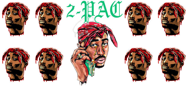 Tupac hip hop UV DTF cup wrap for 16oz Libbey glass, rap music fan drinkware transfer KA-8034