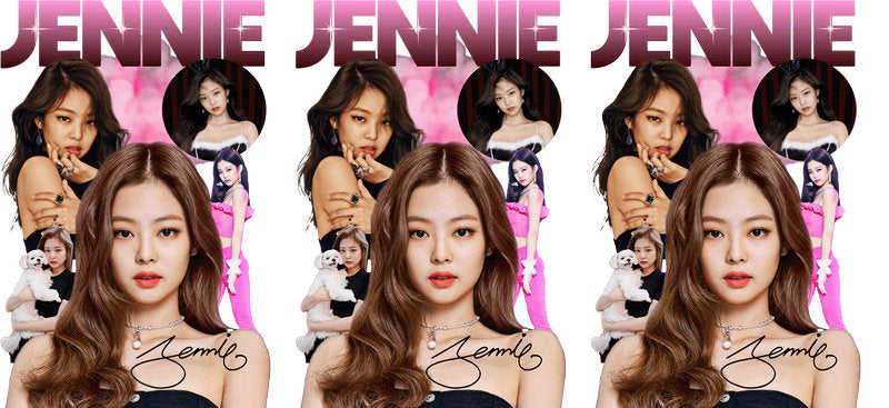 Jennie pink UV DTF cup wrap for 16oz Libbey glass, K-pop music fan transfer KA-8041