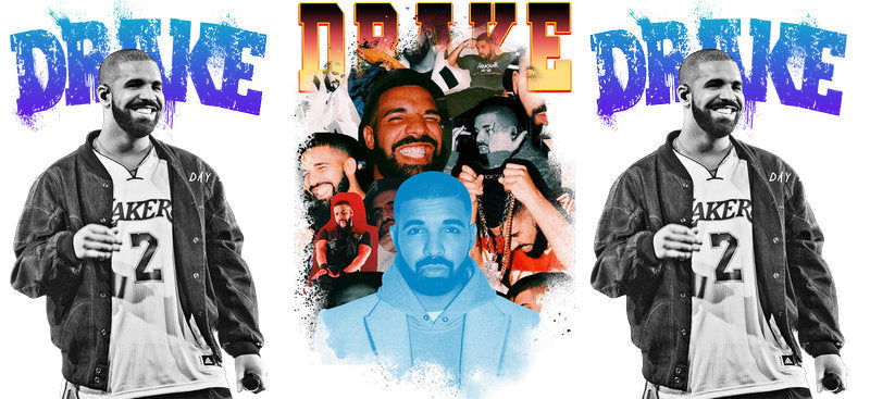 Drake blue music UV DTF cup wrap for 16oz Libbey glass, hip hop rap fan transfer KA-8043